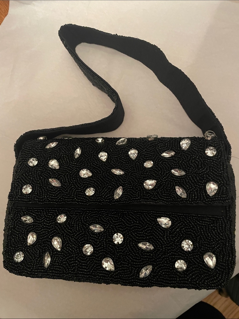 Style & Co. Black Beaded Crossbody with Crystal Embellishments